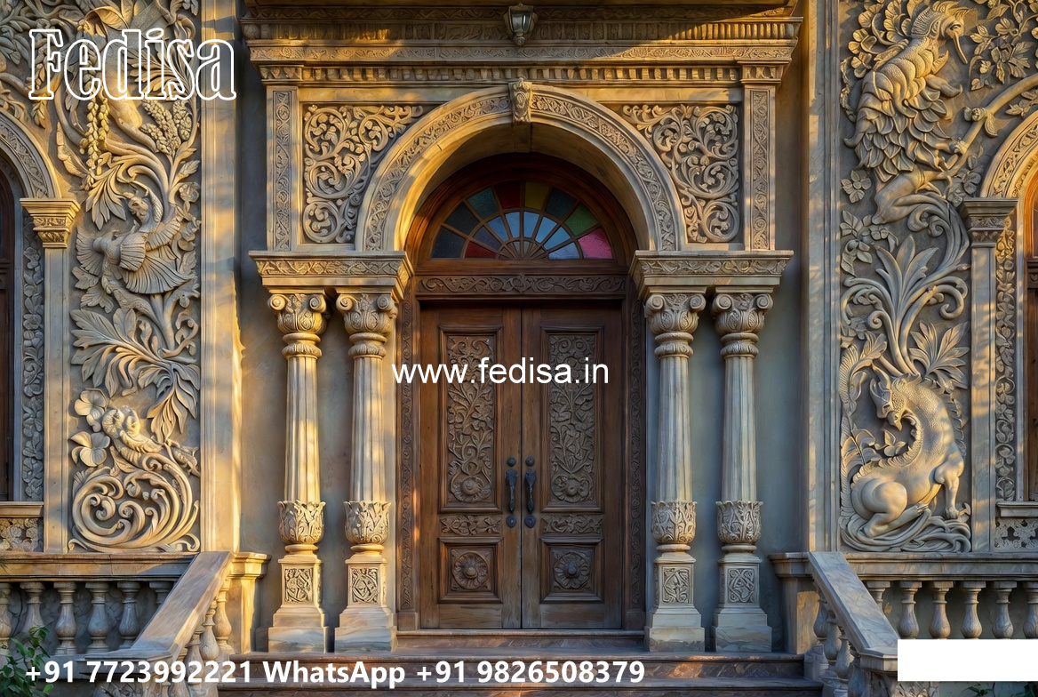 Classic Villa Design with Beautiful Front Yard Ideas No-7547