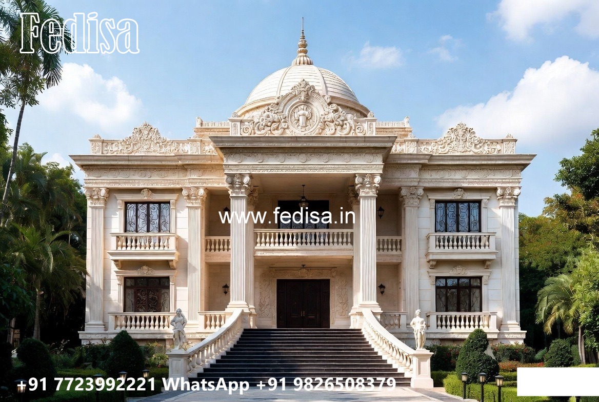 Classic Villa Design with Decorative Pillar Details No-314