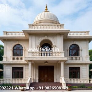 Classic Villa Design with Beautiful Front Yard Ideas No-347