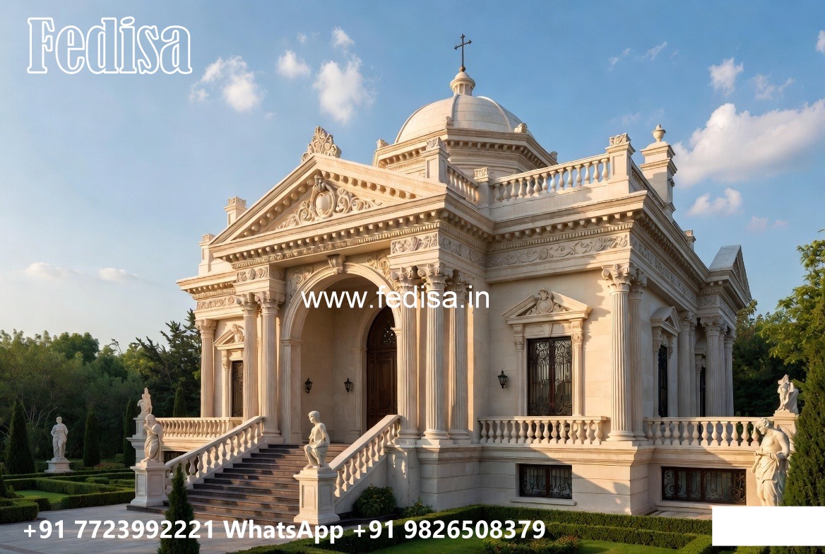 Classic Villa Design with Beautiful Front Yard Ideas No-797