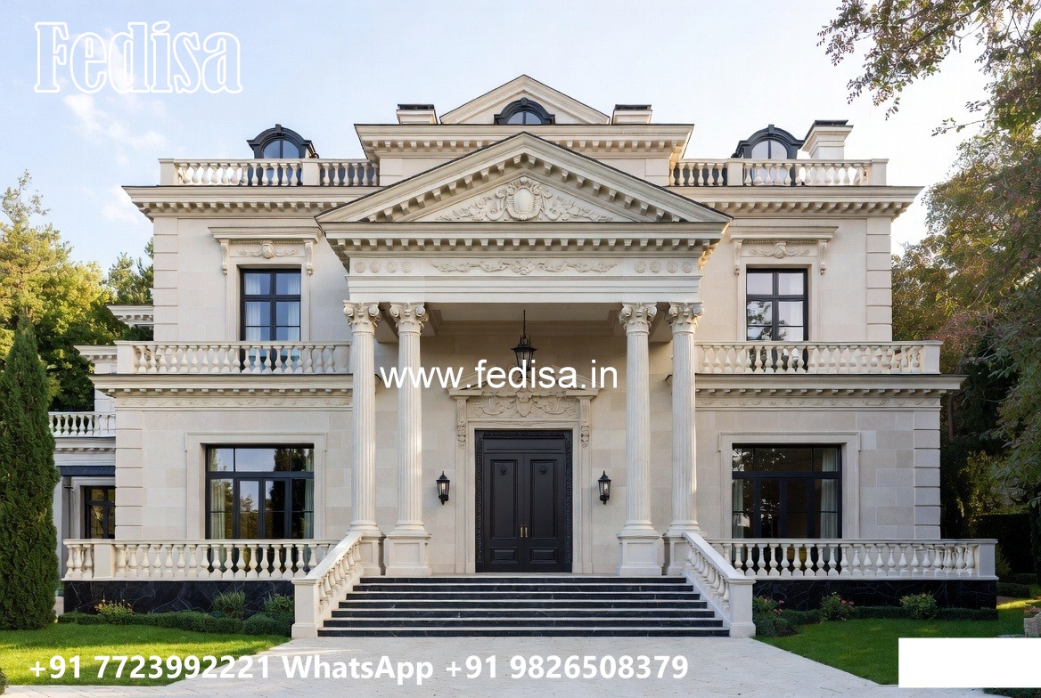 Classic Villa Design with Beautiful Front Yard Ideas No-1697