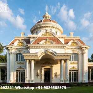 Classic Villa Design with Elegant Entrance Gate Ideas No-1779