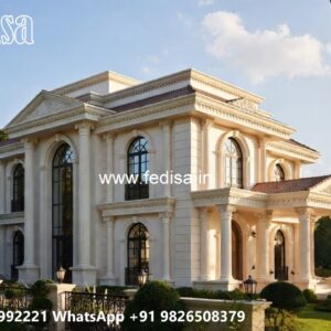 Classic Villa Design with Beautiful Front Yard Ideas No-3047